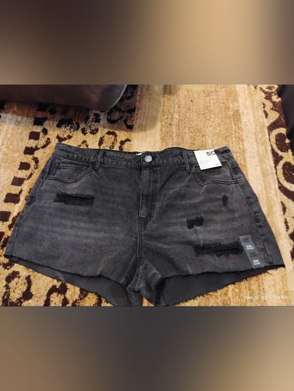 Black Distressed Denim Women's Shorts